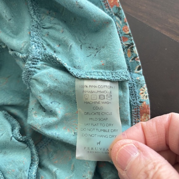 Peruvian Connection Ditsy Floral Dress Womens Size M Ruffle Cottage Preppy Beach - Picture 7 of 8